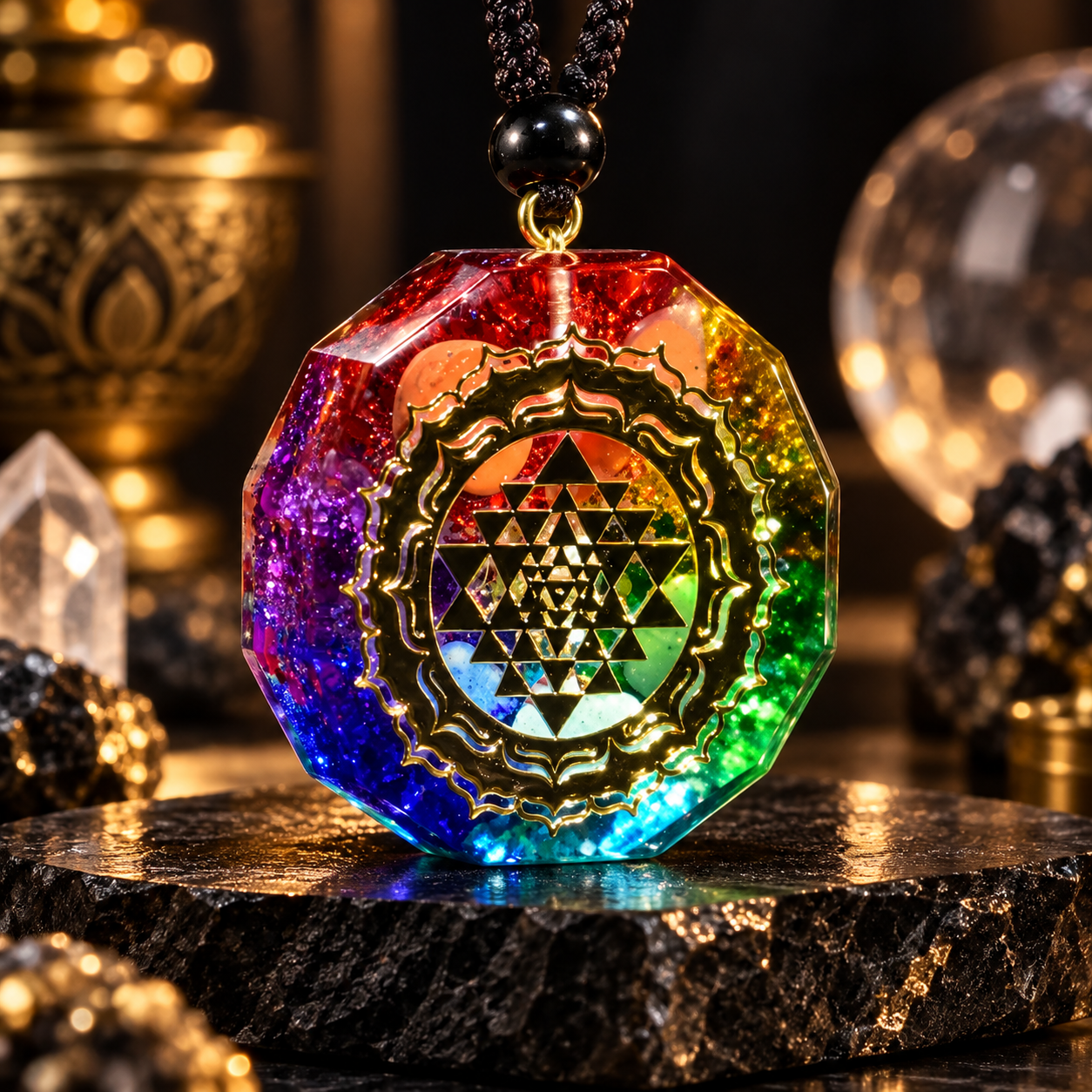 Seven-Chakra Sacred Geometry Pendant