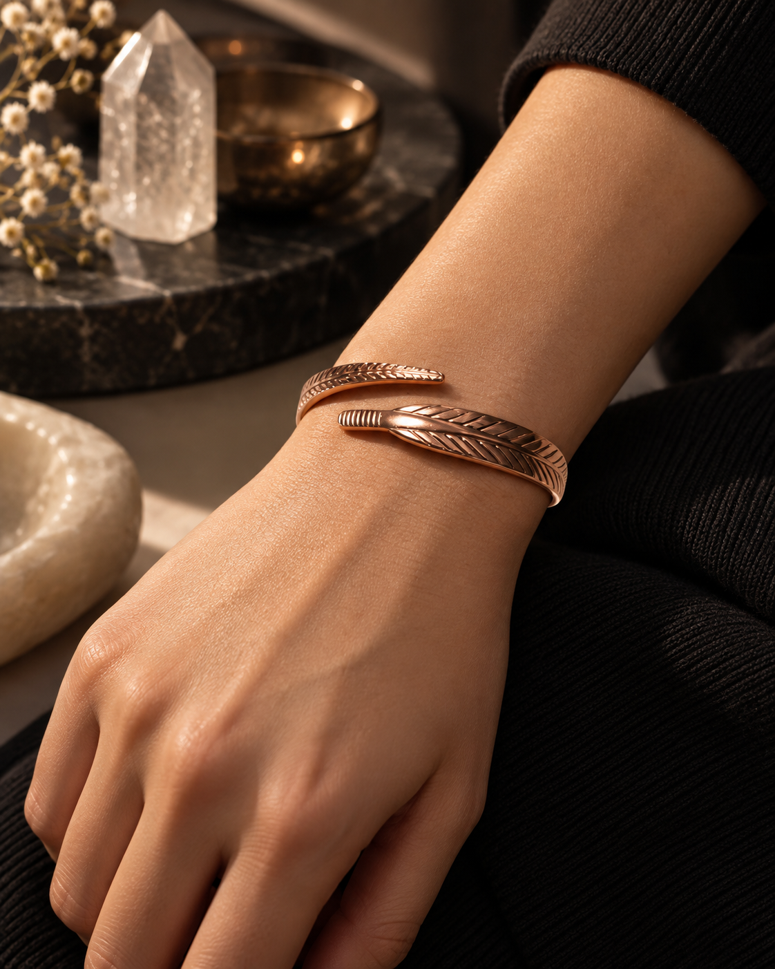Solace Feather Copper Cuff