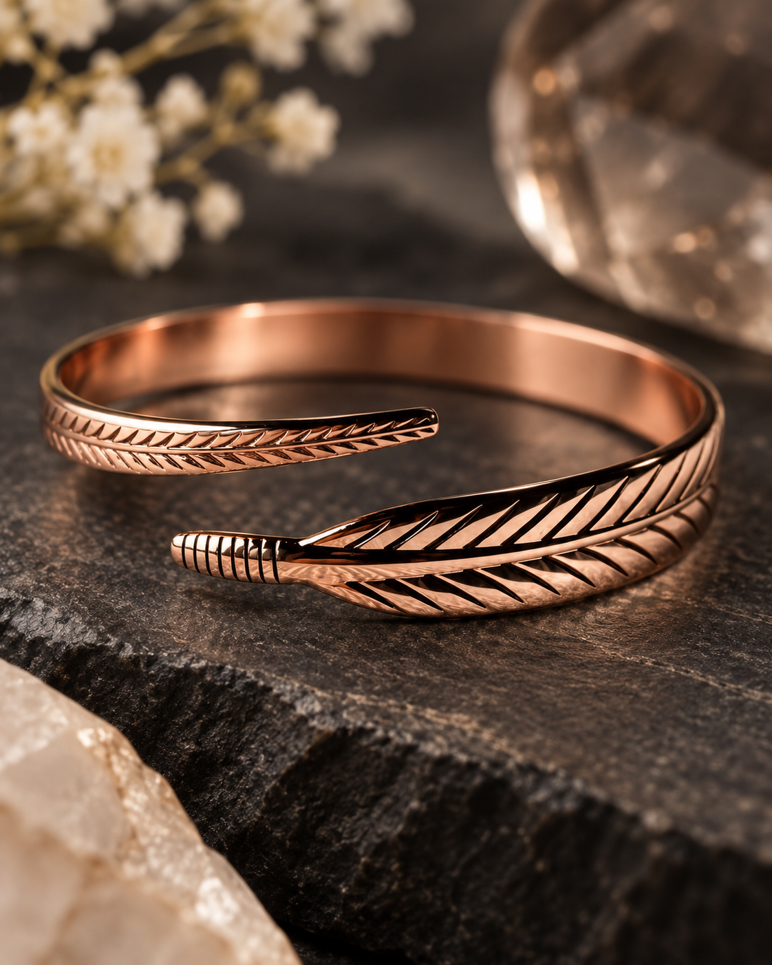 Solace Feather Copper Cuff