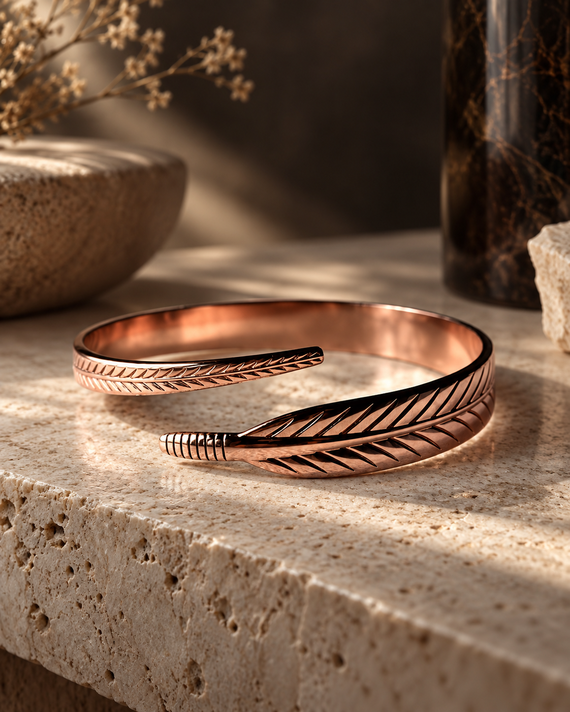 Solace Feather Copper Cuff