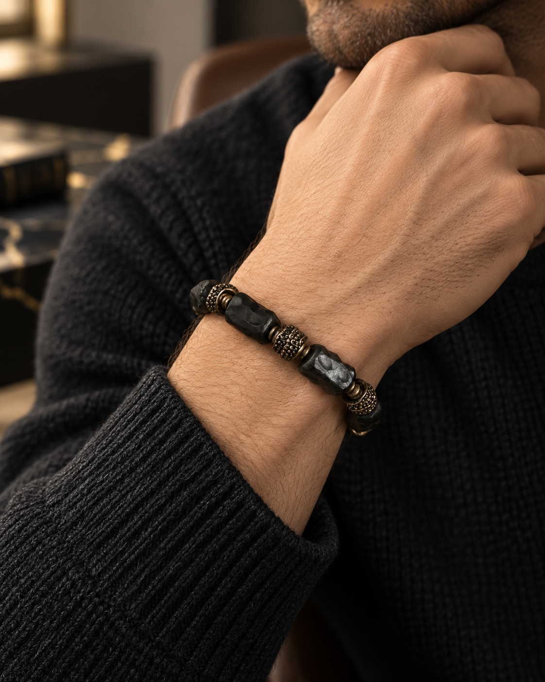 Noir Stone & Copper Bracelet