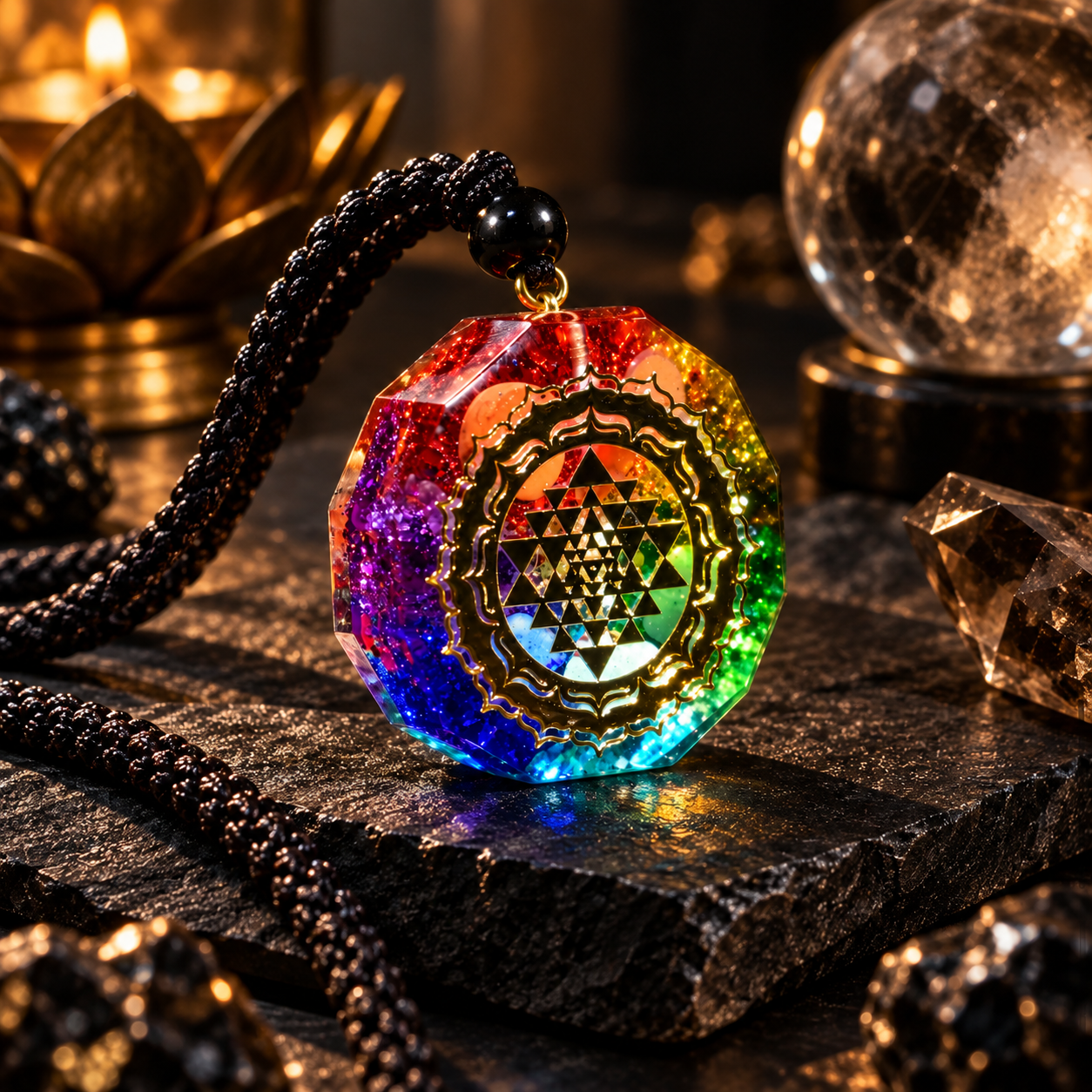 Seven-Chakra Sacred Geometry Pendant