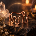 Flow adjustable copper wave ring with sculptural open-band design